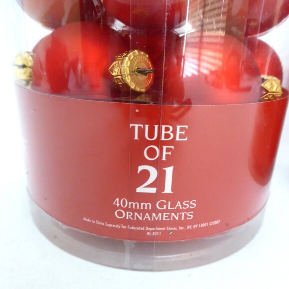 NEW 1.6” (40mm) CHRISTMAS GLASS BALL 42 ORNAMENTS MATTE RED LOT OF 2 TUBES - Picture 3 of 7